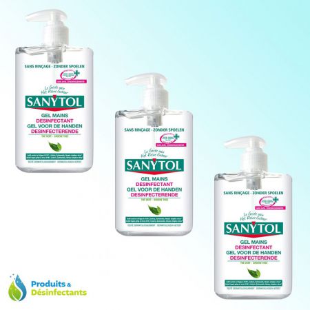 sanytol gel hydroalcoolique lot de 3 pieces 