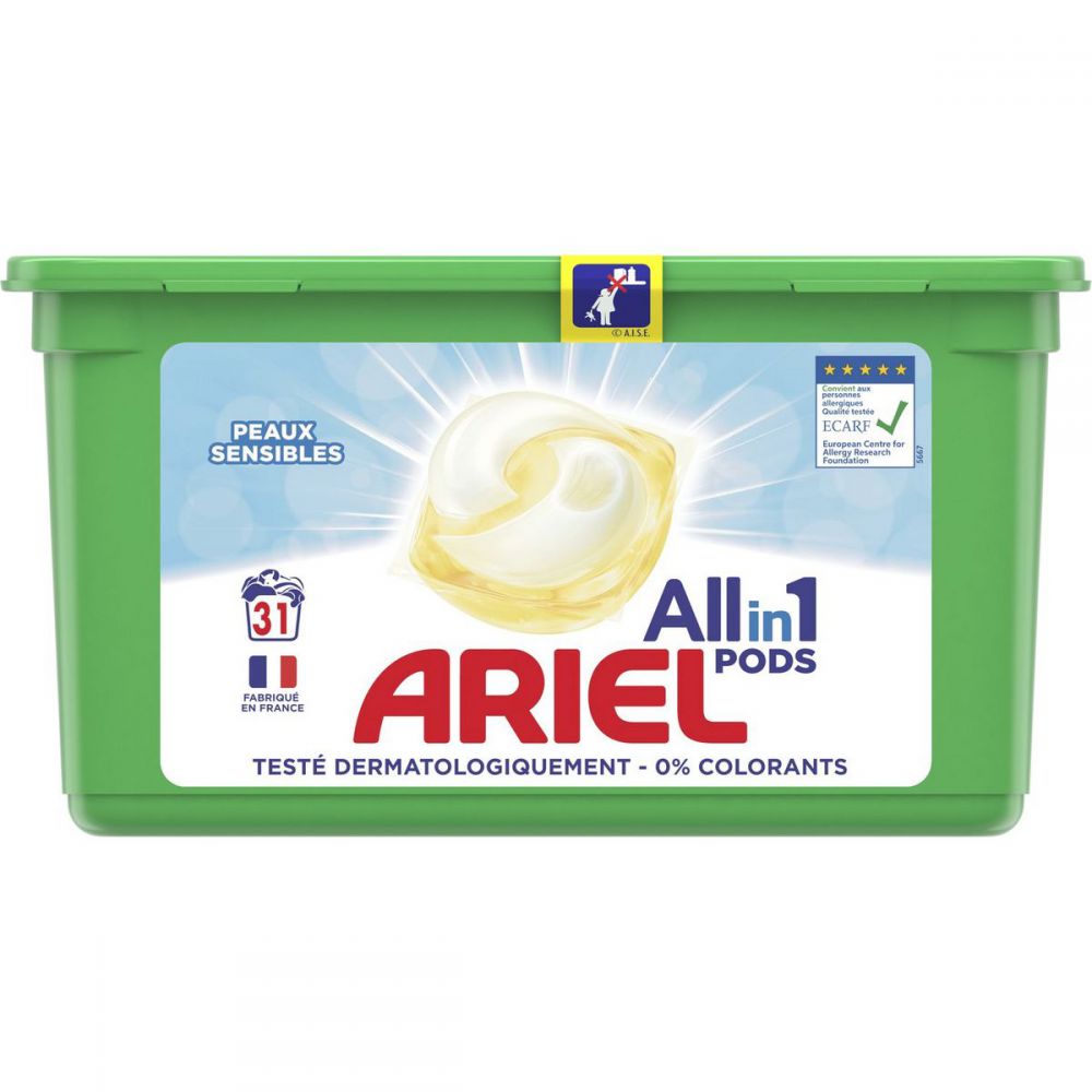 Ariel - 4x27 Pods Peaux Sensibles, Lessive en Capsules Ariel