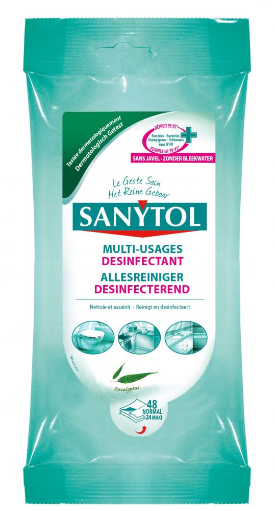 SANYTOL Lingettes WC désinfectantes biodégradables 72 lingettes pas cher 