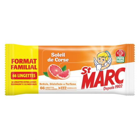 66 lingettes desinfectantes st marc extra large 