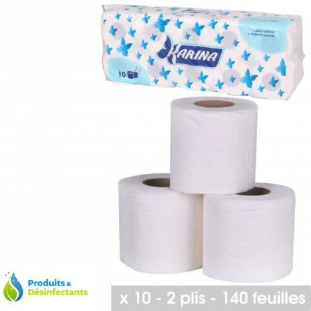 34168 papier wc karina 10 rouleaux 140 feuilles 2 plis 