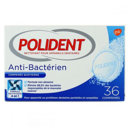 polident anti bacterien nettoyant pour appareils dentaire 36x 