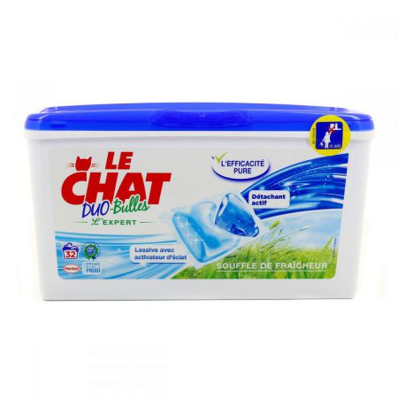 le chat 32 duo bulles lessive expert le chat souffle de fraicheur 